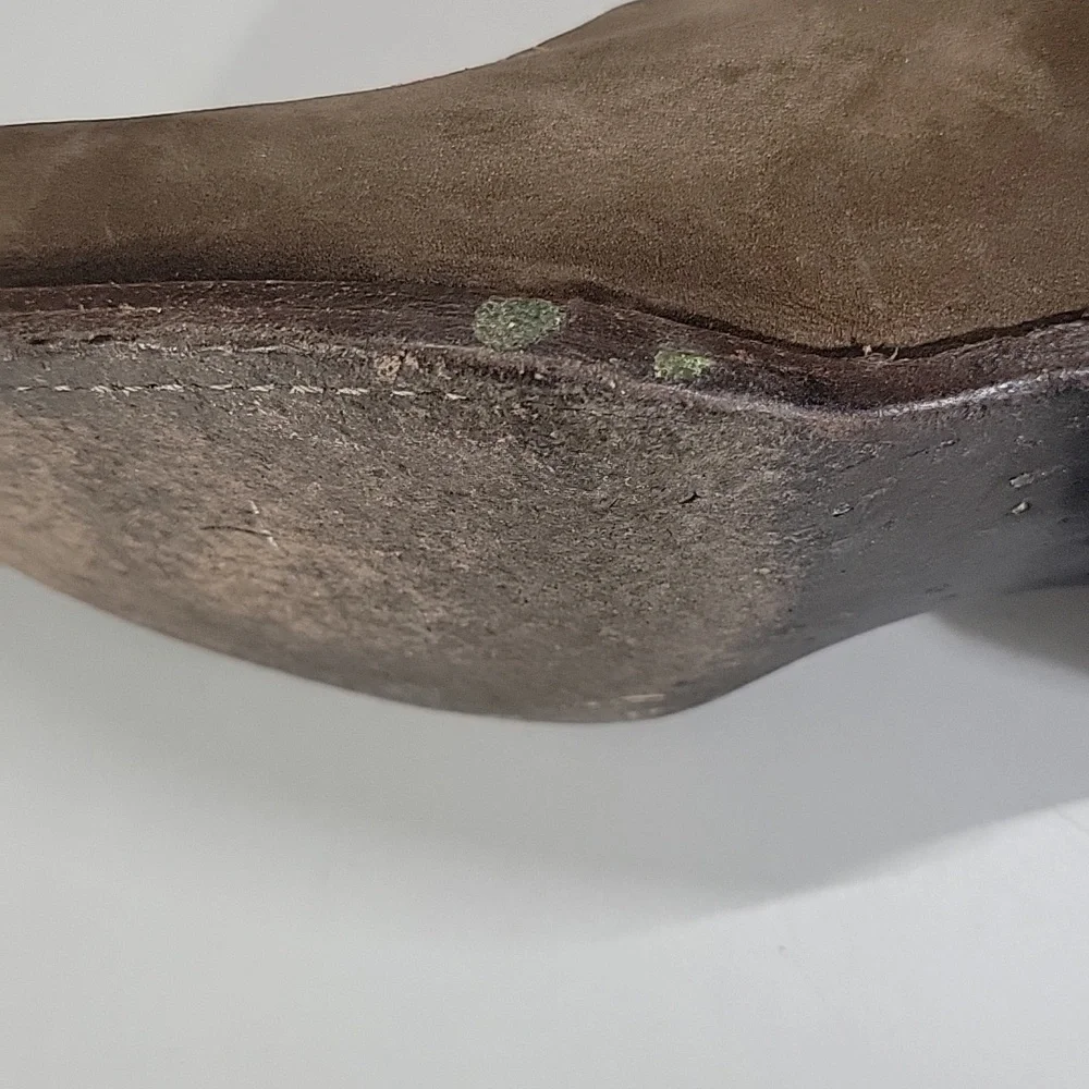 Girls El General Brown Leather Cowboy Boots with Floral Embroidery Sz 6